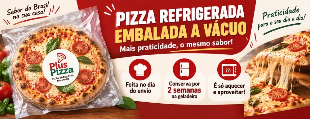 Pizza refrigerada embalada a vácuo. Mais praticidade, o mesmo sabor! Feita no dia do envio, conserva por 2 semanas na geladeira, é só aquecer e aproveitar.